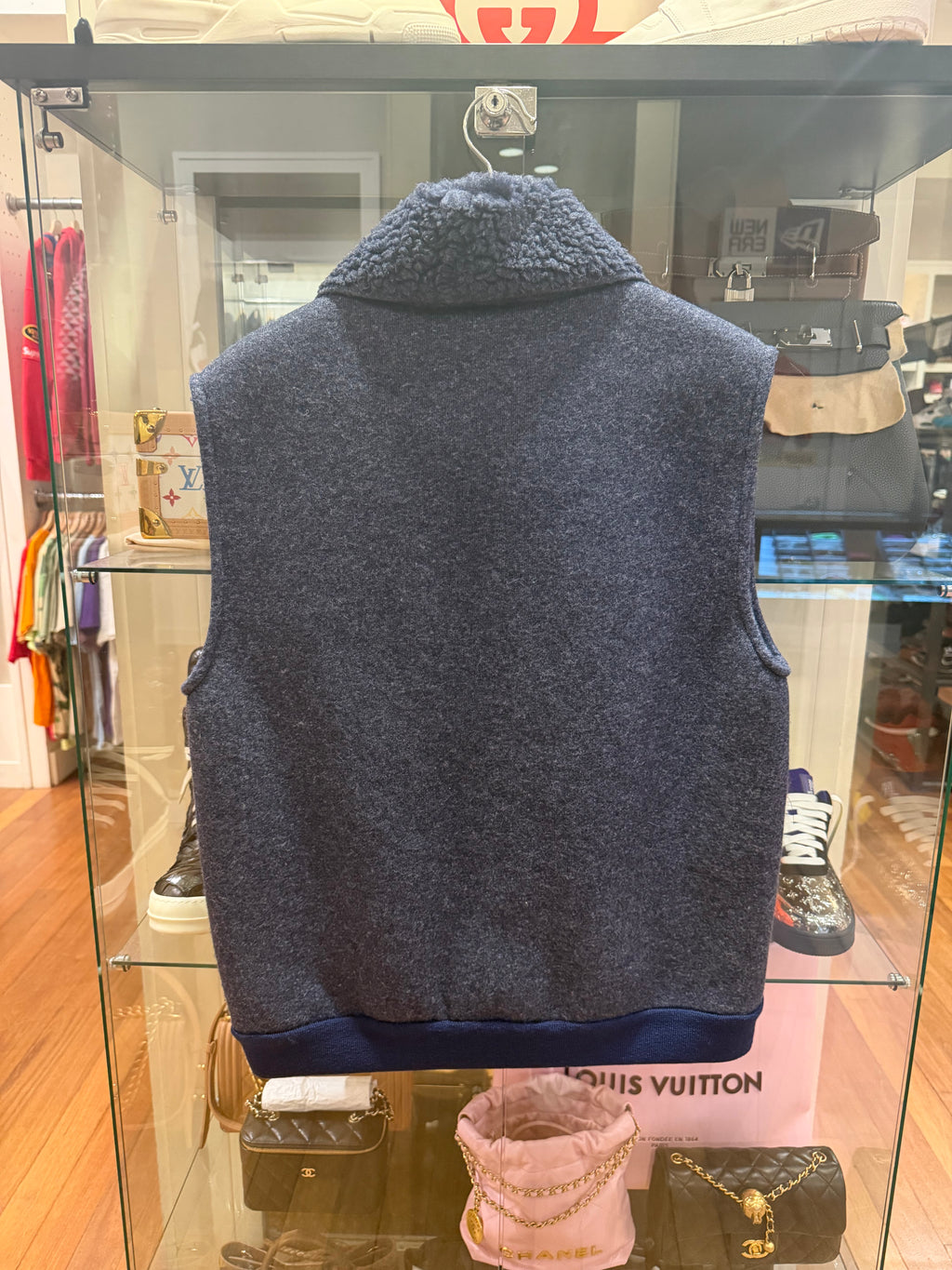 Miu Miu Fleece Sherpa Lined Vest - Navy