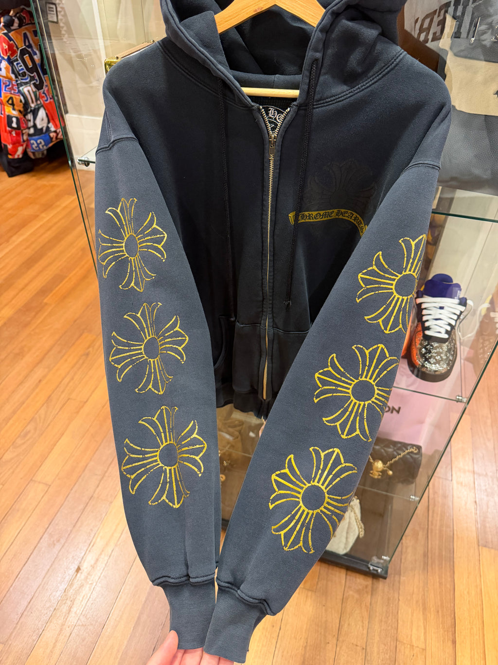 Chrome Hearts Vintage Thermal Gold Horseshoe Zip Hoodie