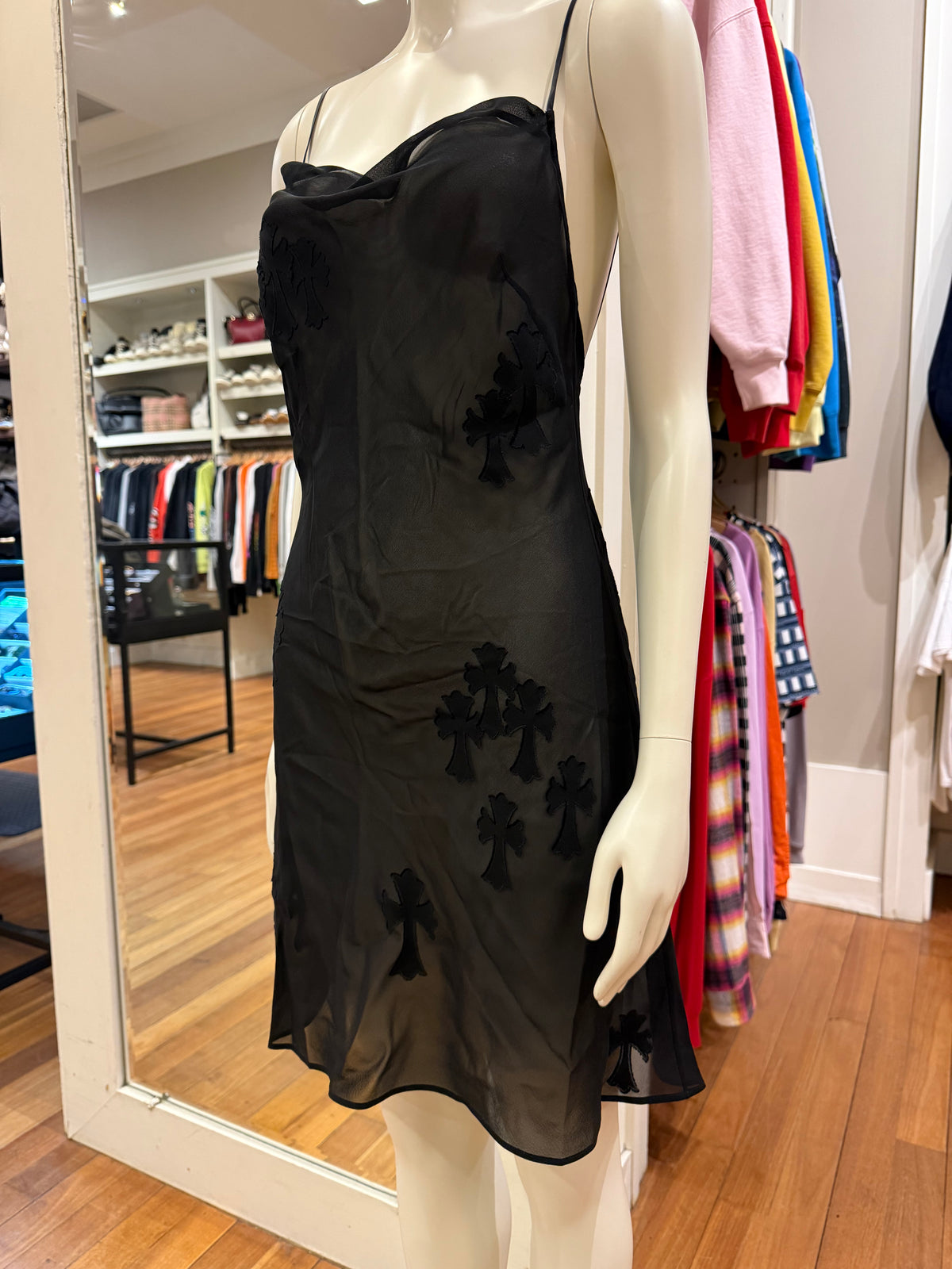 Chrome Hearts Silk Cutout Cross Dress - black