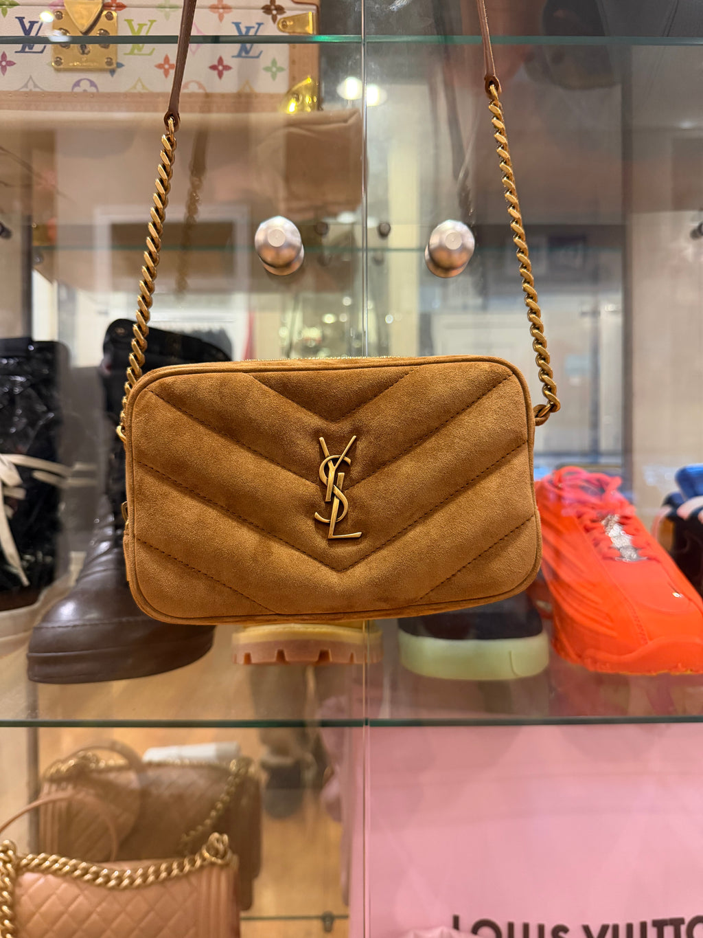 Saint Laurent LouLou Camera Bag Suede - Caramel