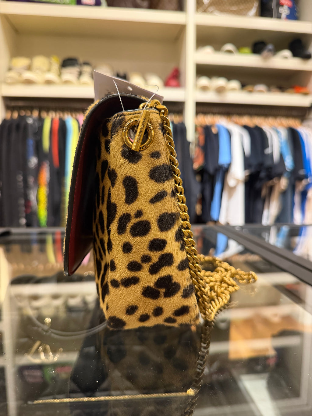 Saint Laurent Kate Leopard Pony Hair Crossbody Bag