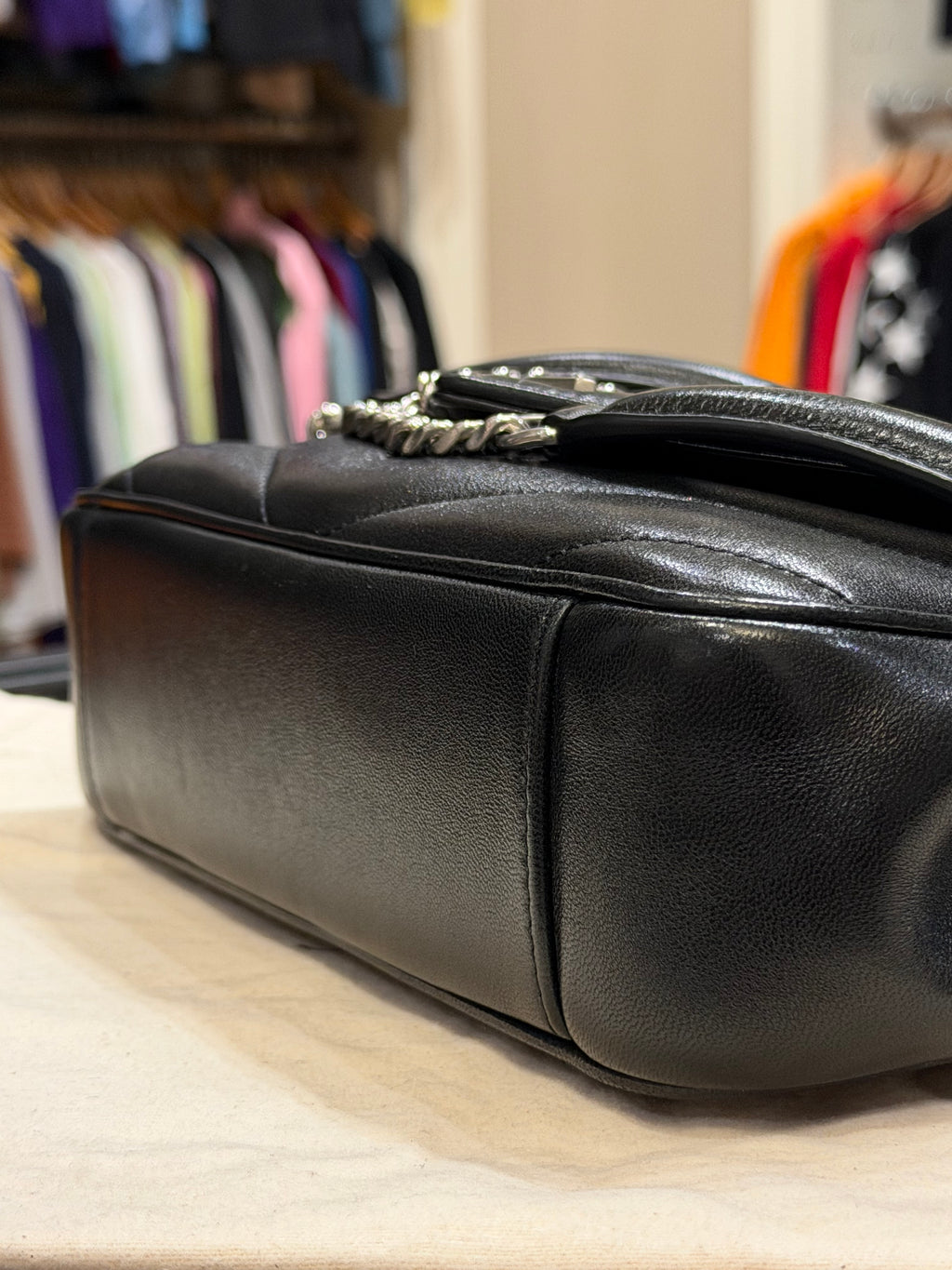 Saint Laurent LouLou Small in Matelassé Lambskin - Black