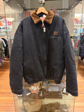 Miu Miu Corduroy Collar Padded Black Denim Work Jacket