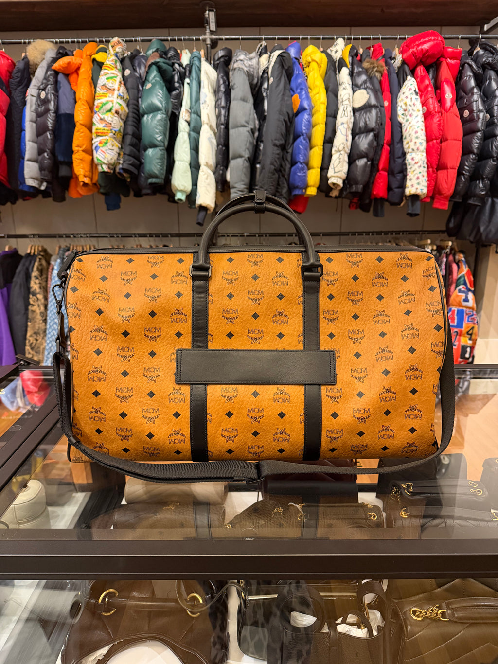 MCM Ottomar Weekender Bag - Orange / Black Trim