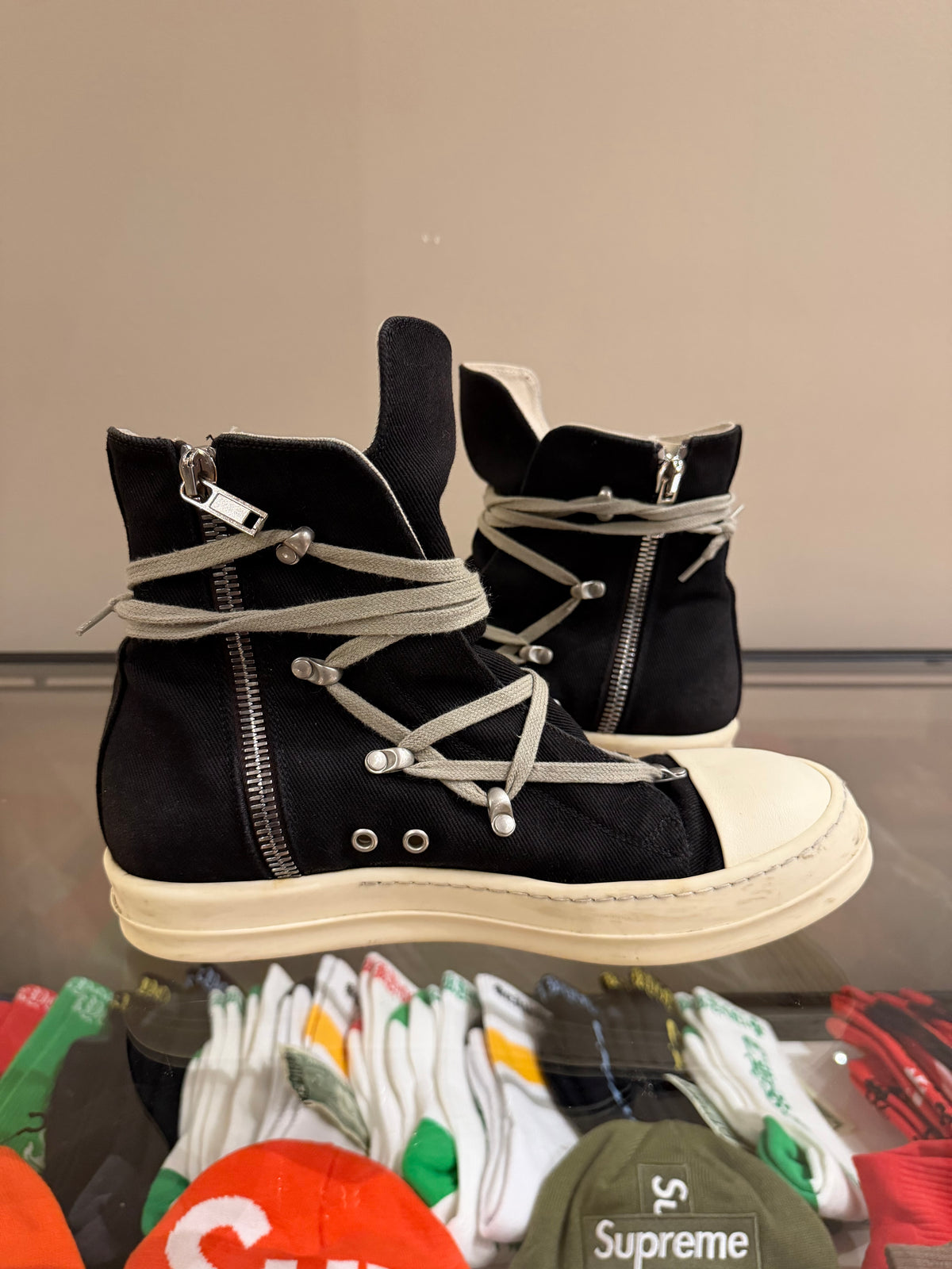 Rick Owens Hexagram Canvas Sneaker  - Black