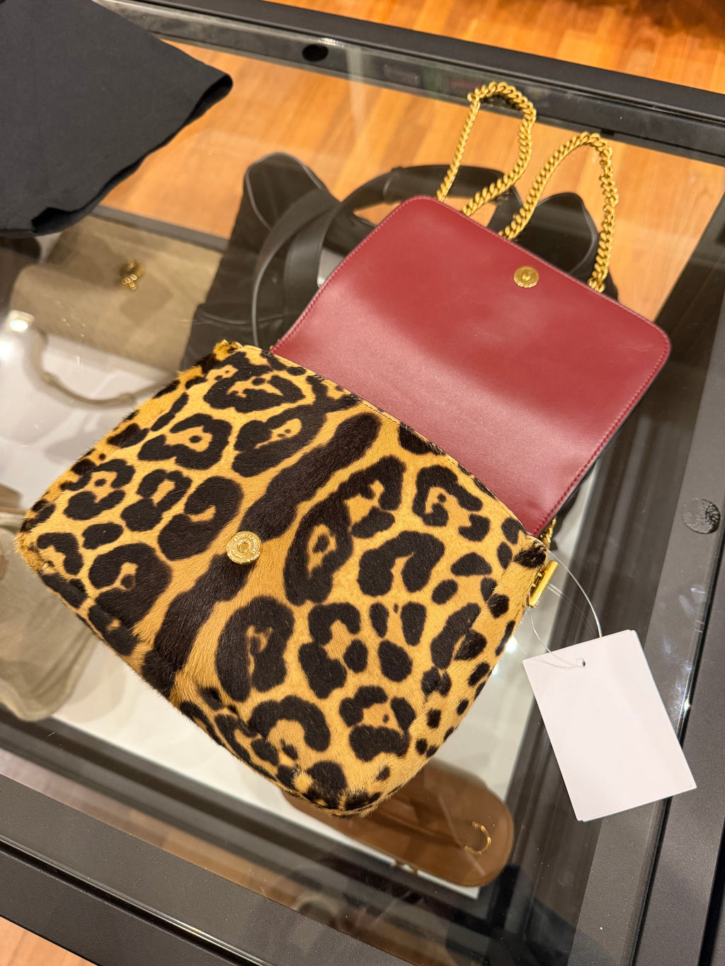Saint Laurent Kate Leopard Pony Hair Crossbody Bag
