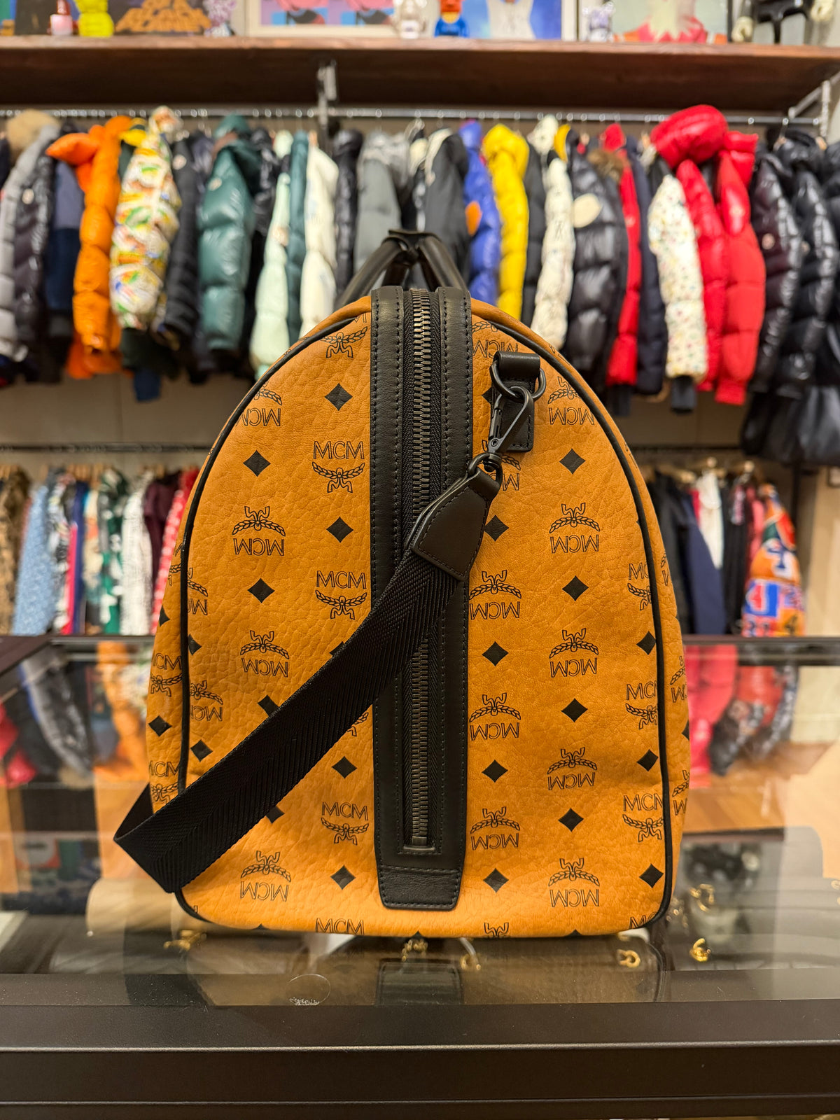 MCM Ottomar Weekender Bag - Orange / Black Trim