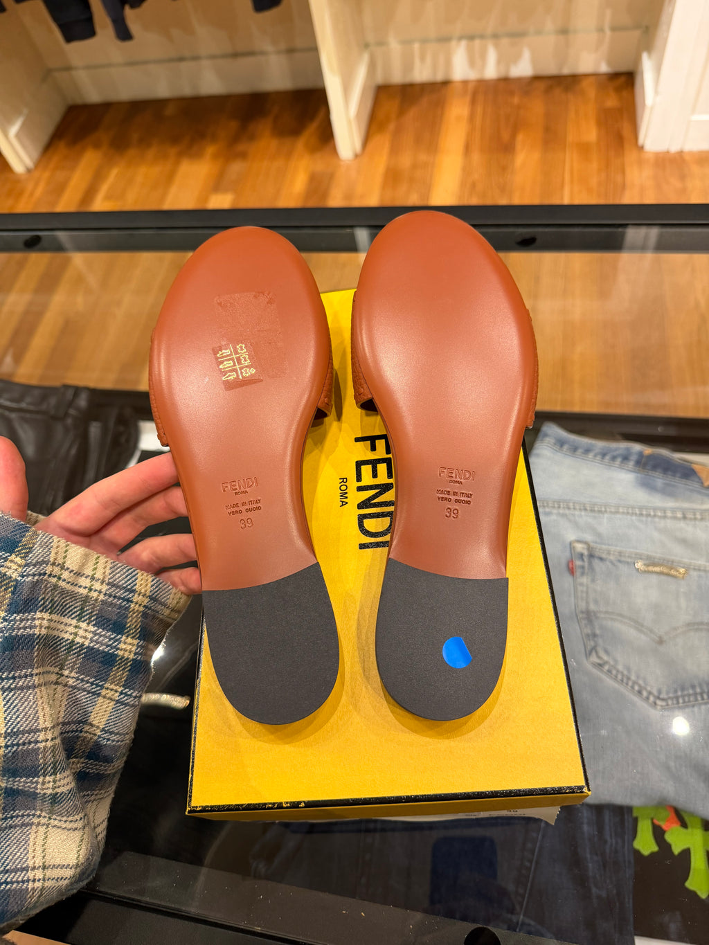 Fendi Leather Baguette Slide