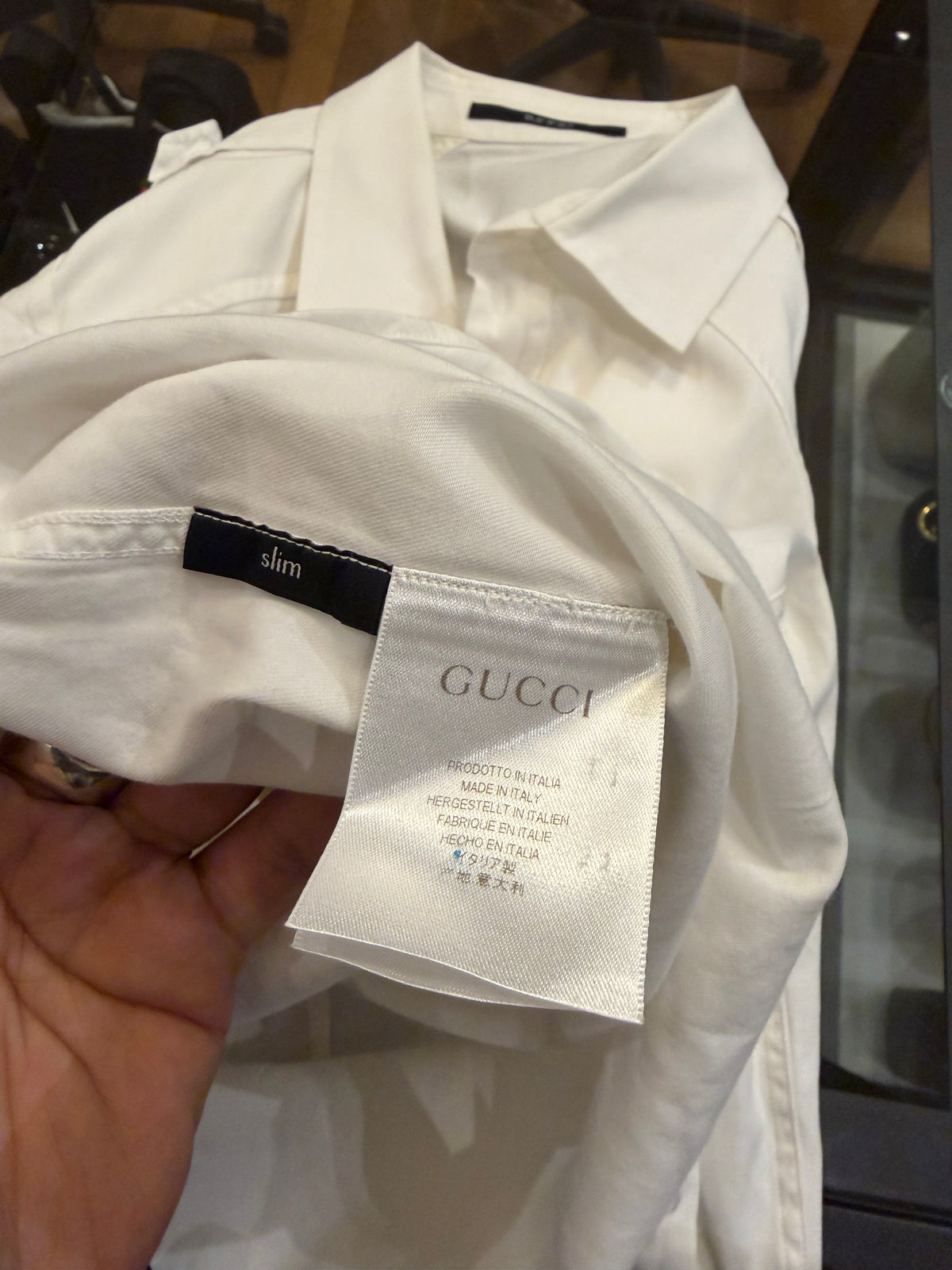 Gucci Military Cotton Dress Button Down Shirt - White