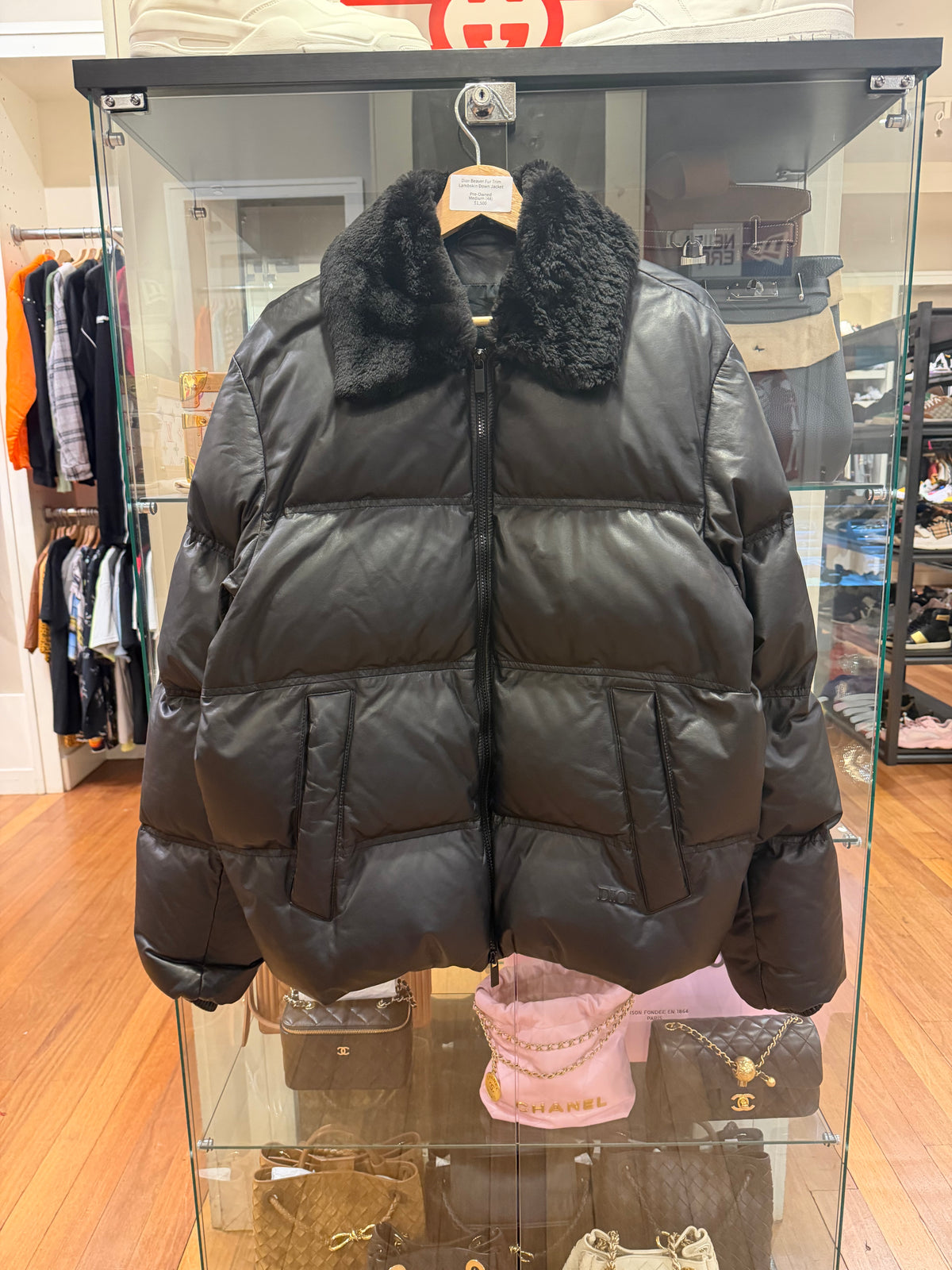 Dior Beaver Fur Trim Lambskin Down Jacket
