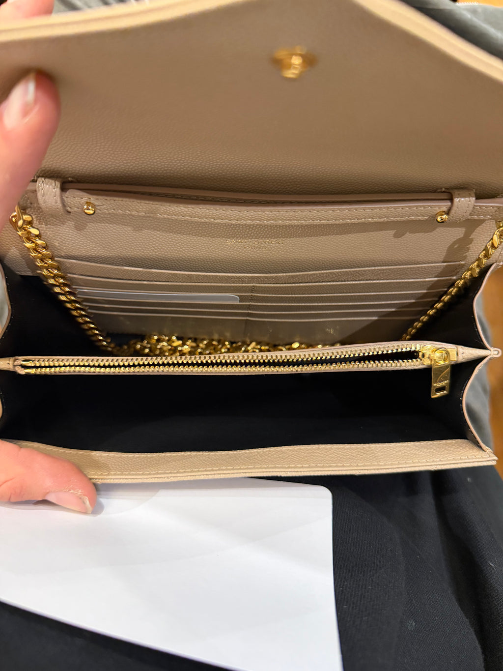 Saint Laurent Cassandre Matelassé Large Flap Wallet - Beige