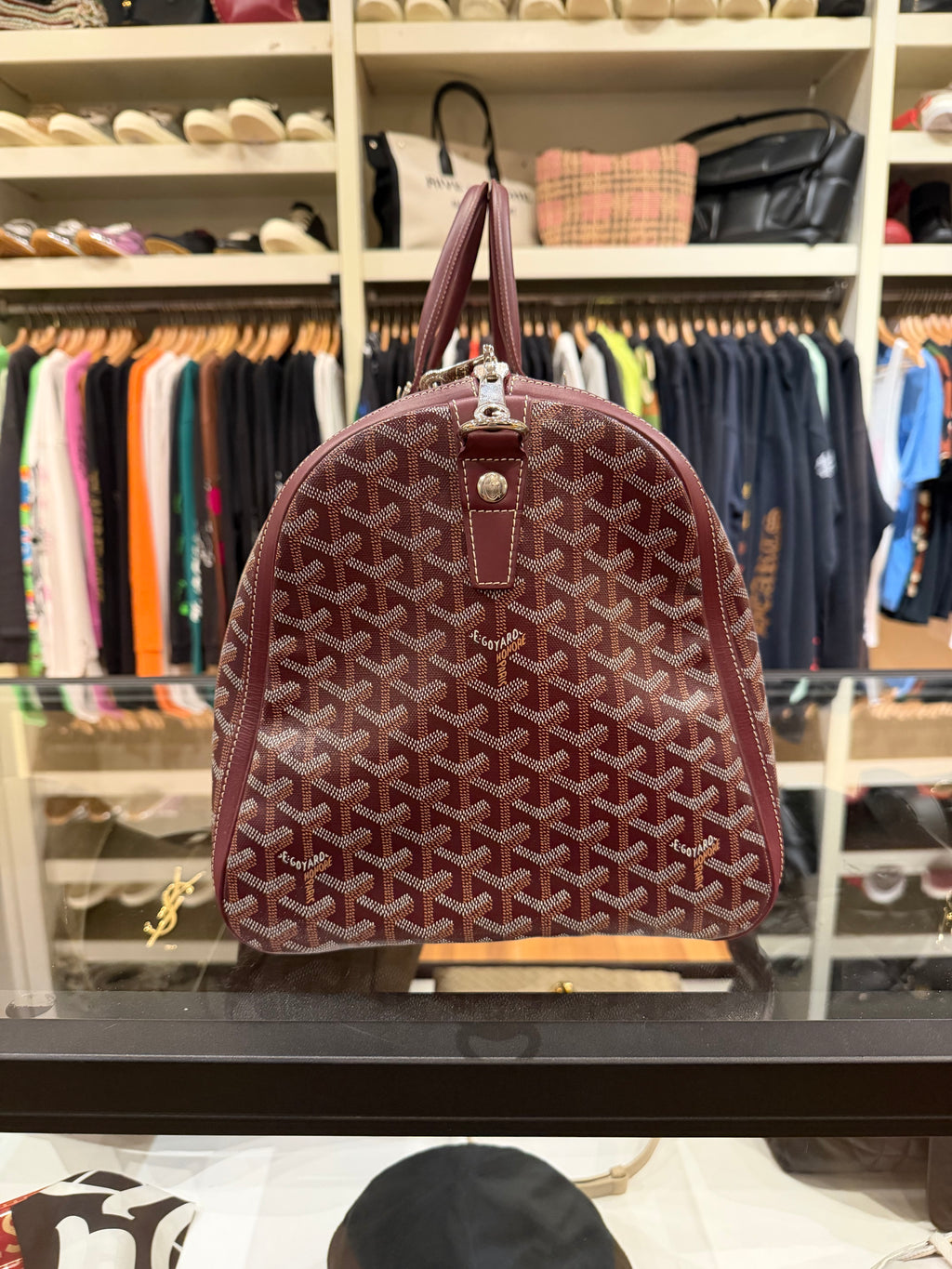 Goyard Croisiere 45 Crossbody Burgundy Duffle Bag
