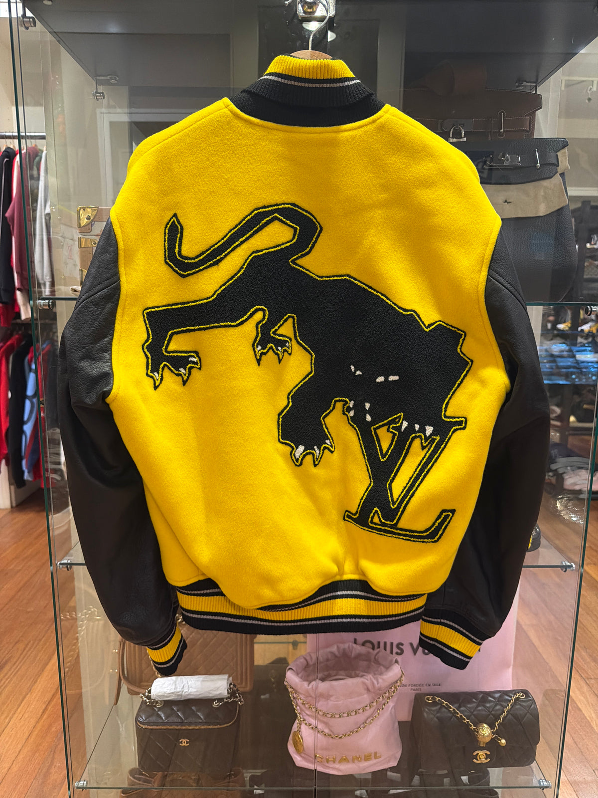 Louis Vuitton Leather Embroidered Varsity Jacket - Yellow & Black
