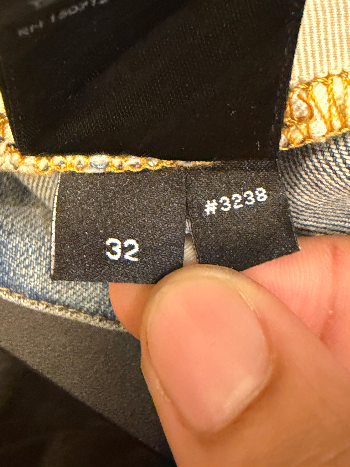 Amiri MX1 Distressed Skinny Jeans - Light Wash/Orange Patches