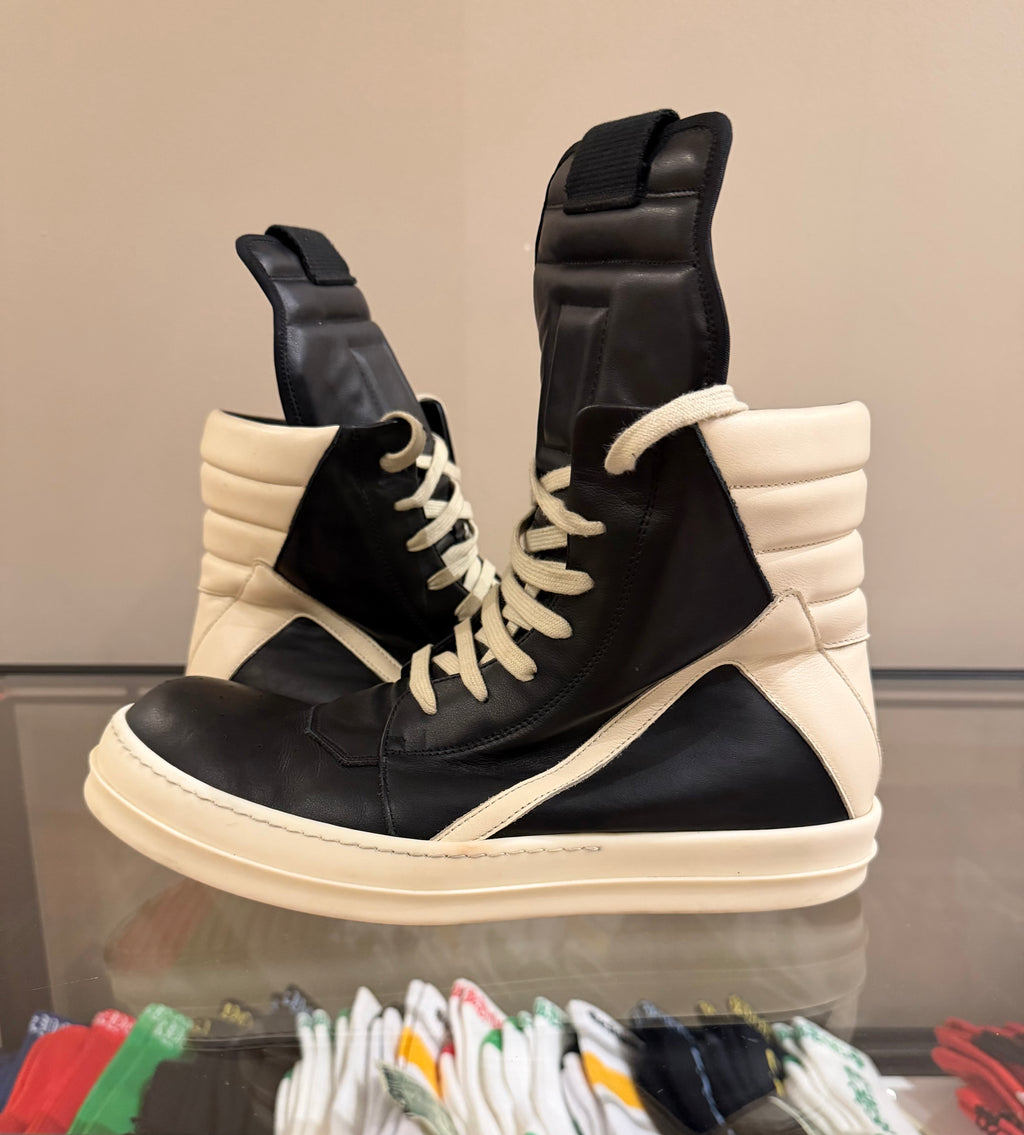 Rick Owens Geobasket - Black/White Leather