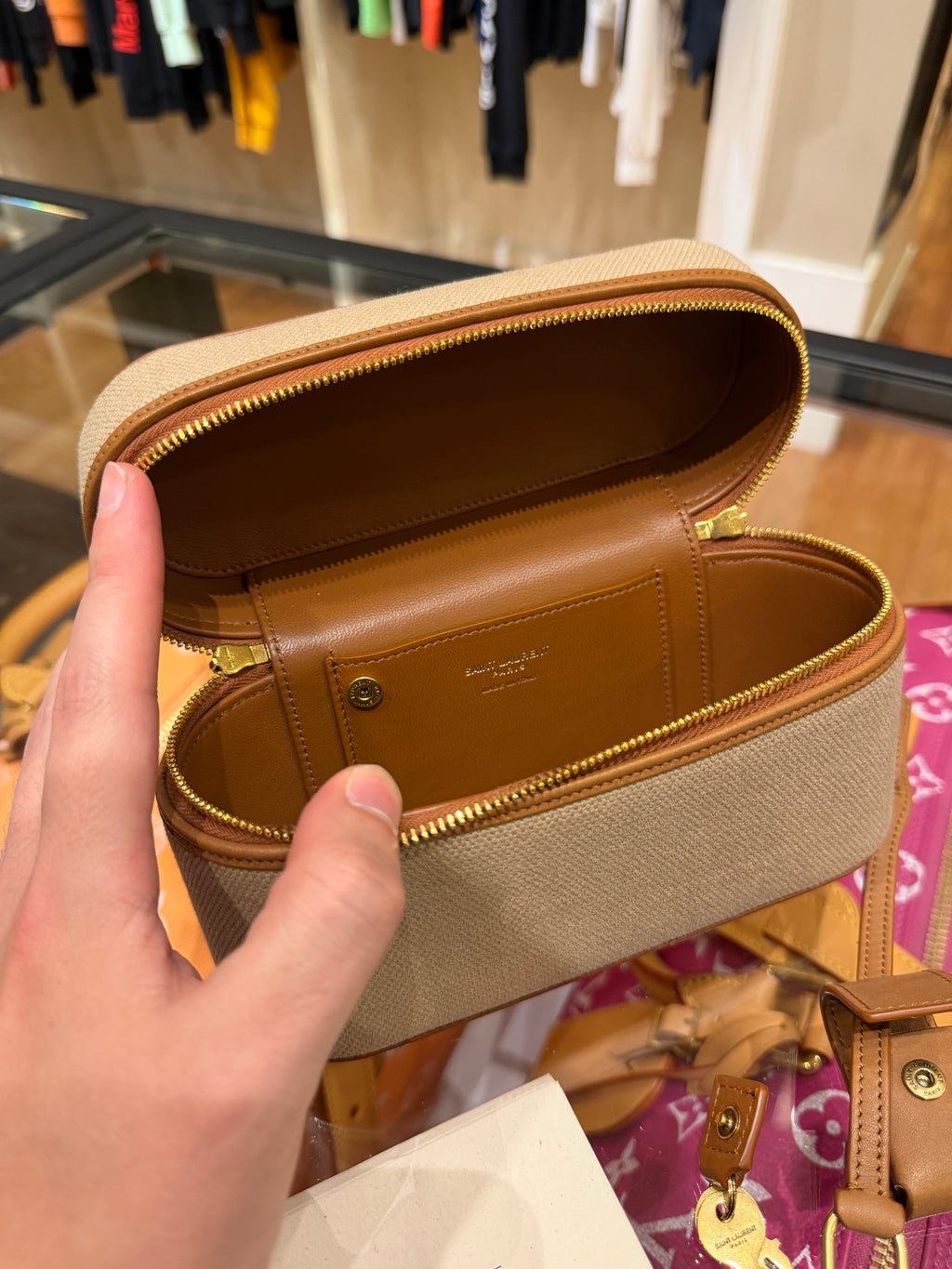 Saint Laurent Gaby Canvas & Leather Vanity Mini Bag