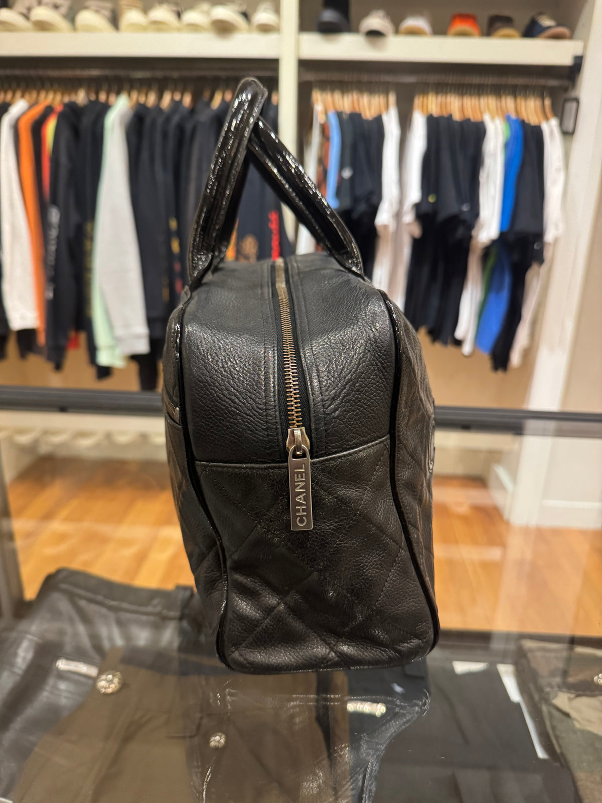 Chanel Small Quilted Logo Bowler Bag