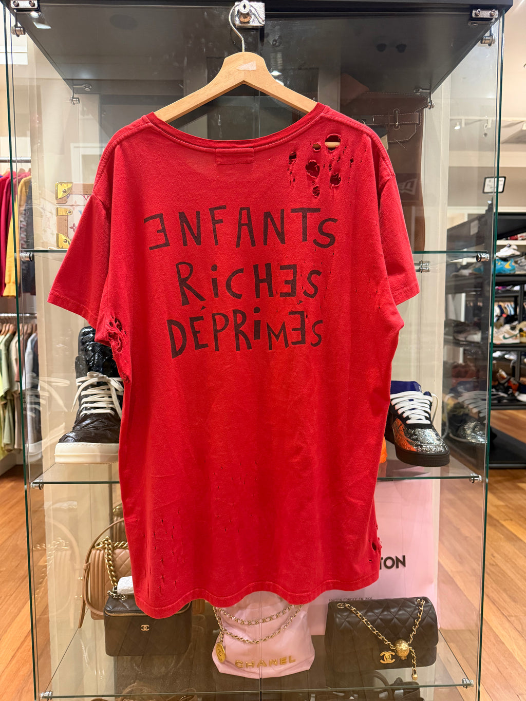 Enfants Riches Deprimes ‘Jesus Died For Our Sins’ Distressed Shirt - Red