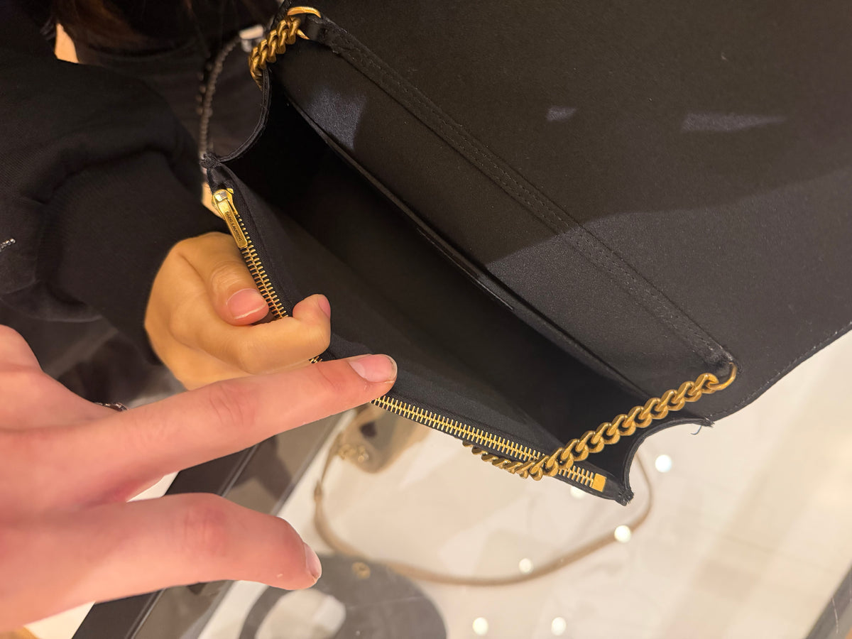Saint Laurent Quilted Satin Chain Wallet