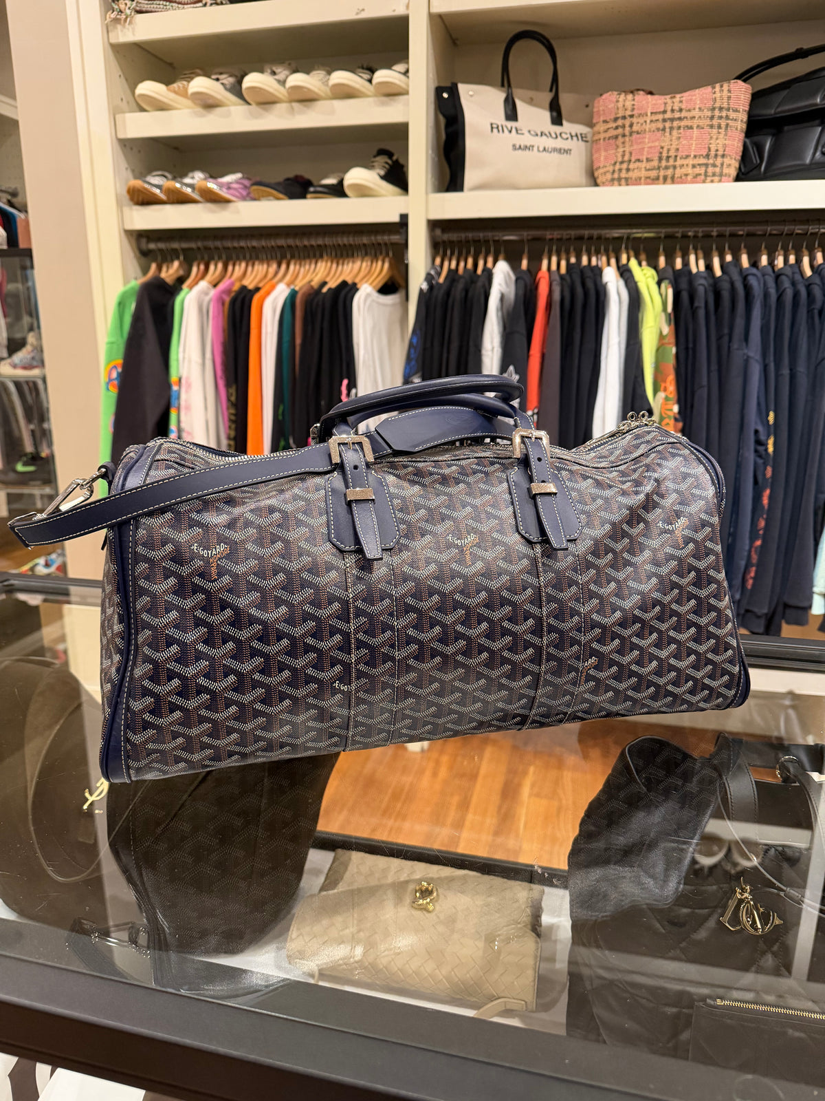 Goyard Croisiere 40 Crossbody Navy Duffle Bag