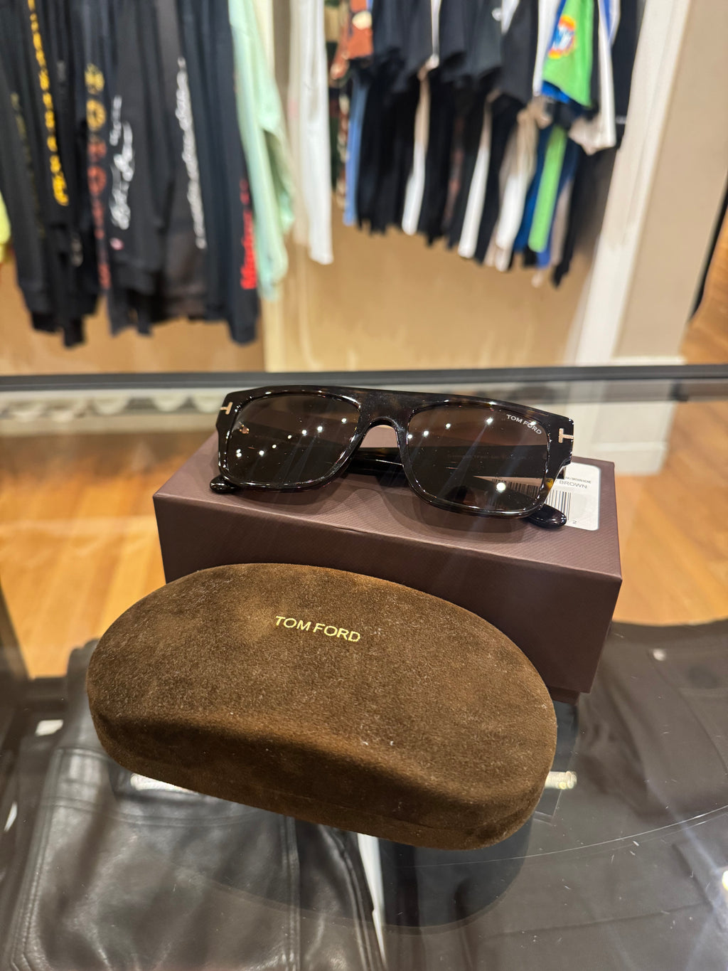 Tom Ford 55mm Dunning Rectangular Sunglasses - Brown