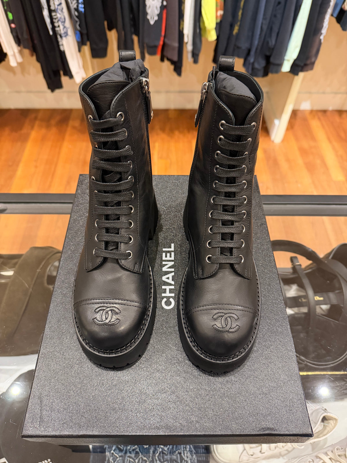Chanel FW 2026 Calf Skin Combat Boot Black