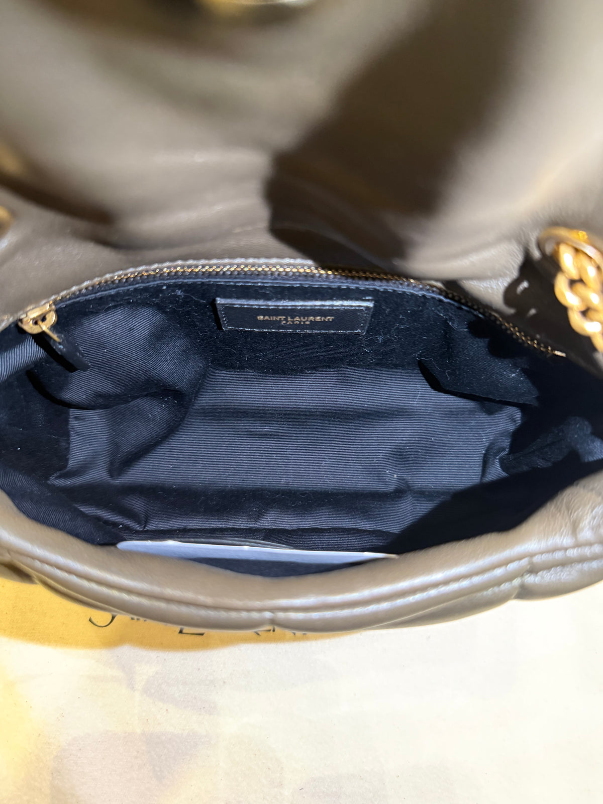 Saint Laurent Quilted Toy Puffer In Lambskin - Light Musk