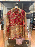 Bode Paisley Frame LS Shirt -
Red