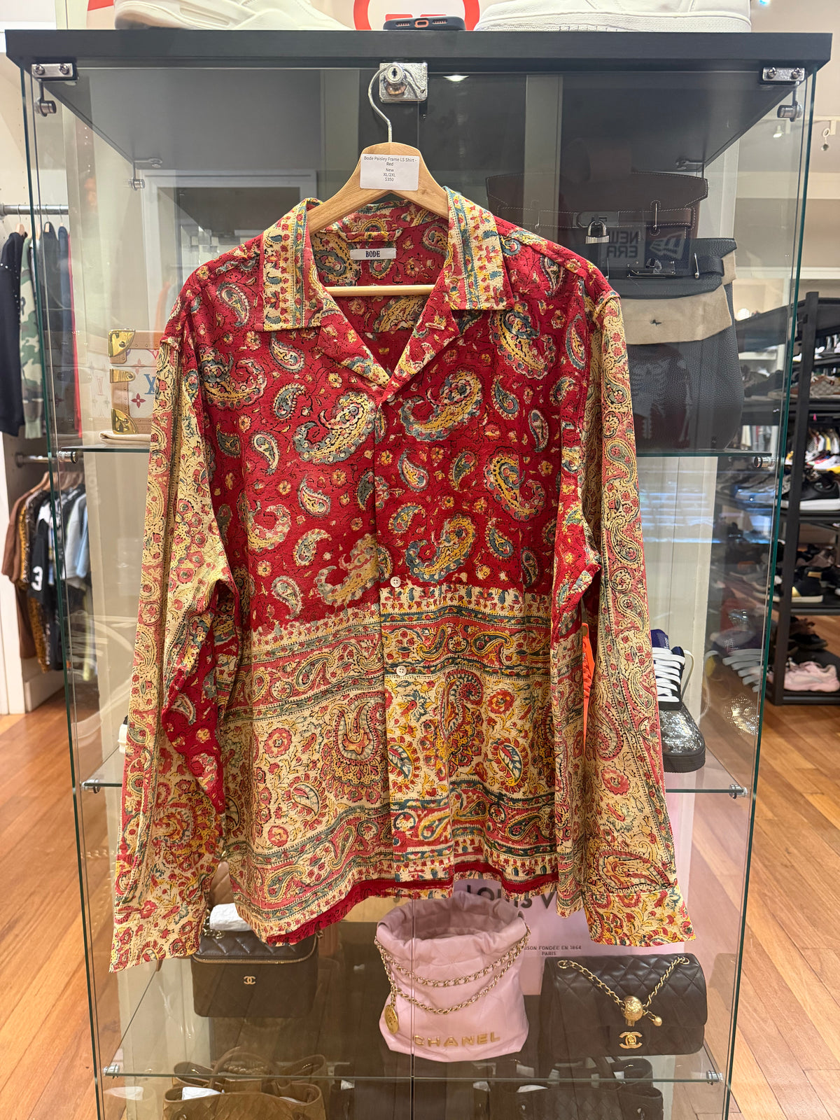 Bode Paisley Frame LS Shirt -
Red