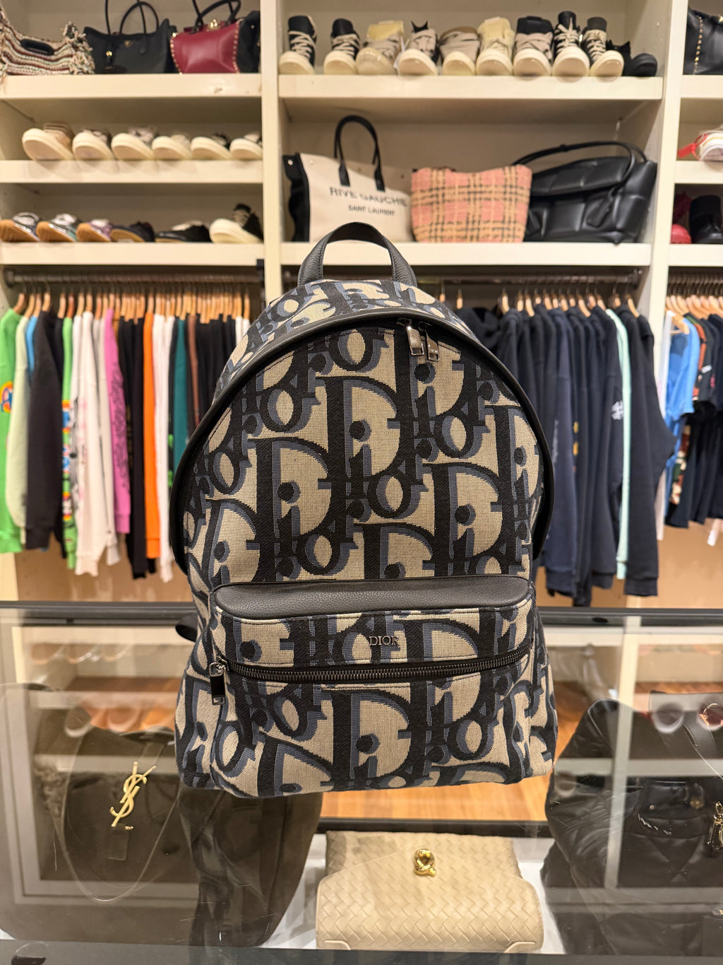 Dior Rider Backpack
Beige and Blue Maxi Oblique Jacquard