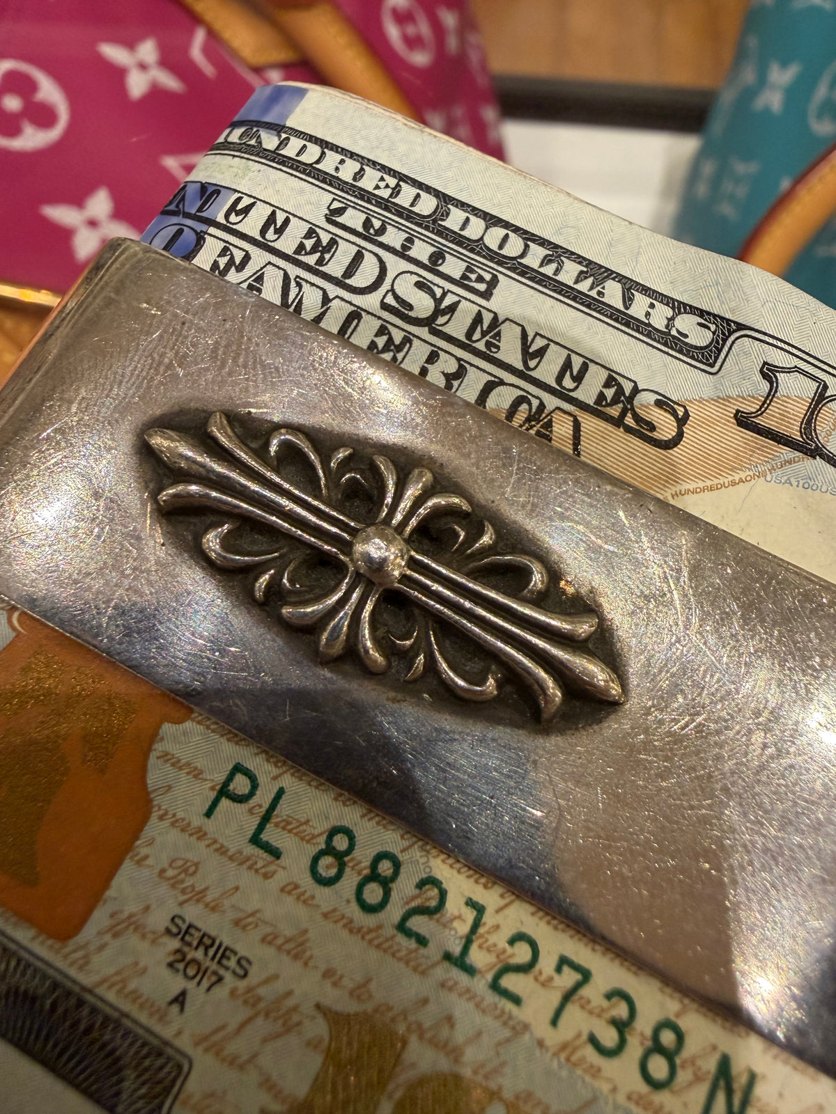 Chrome Hearts Floral Cross Money Clip - Silver