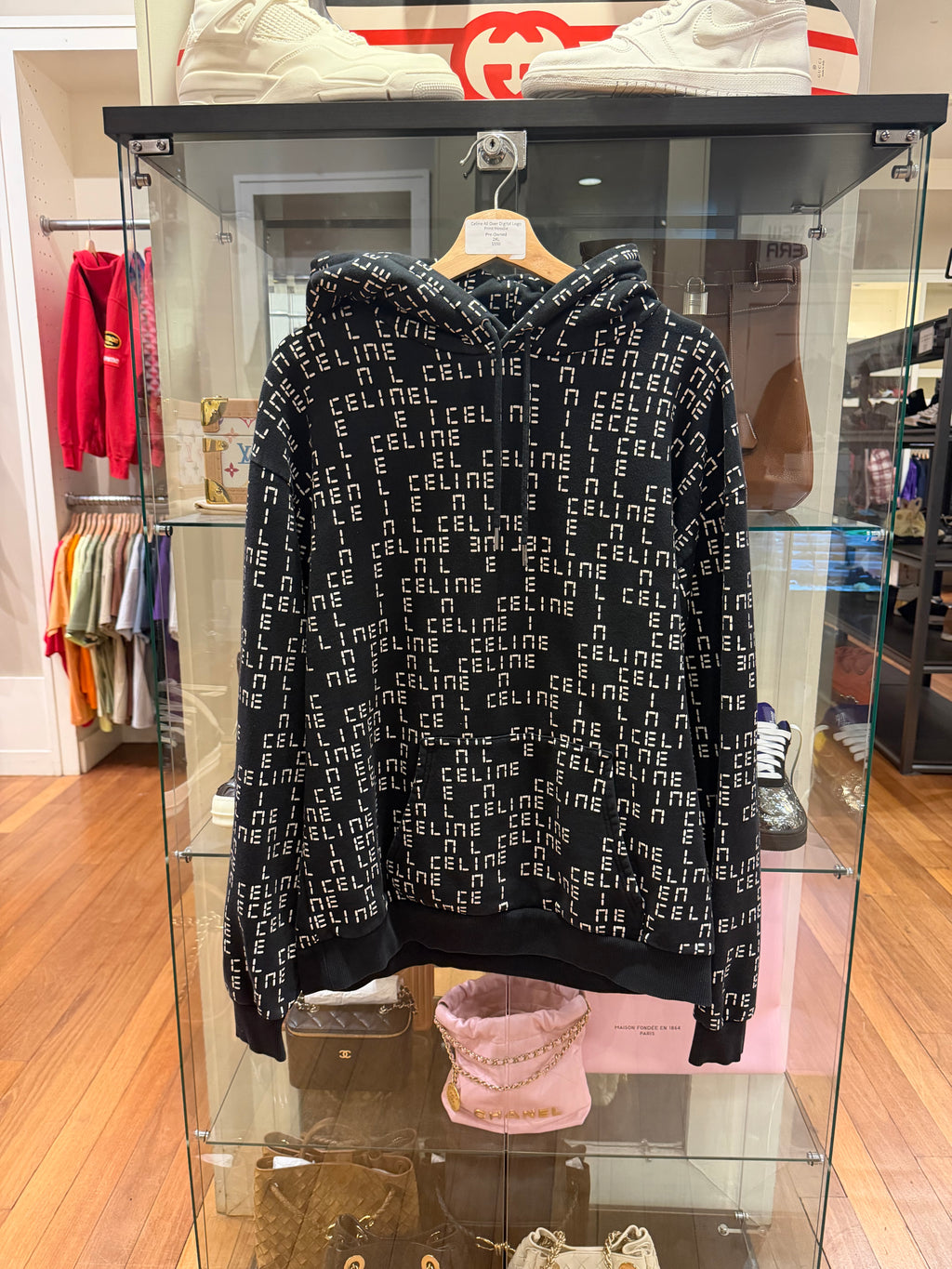 Celine All Over Digital Logo Print Hoodie