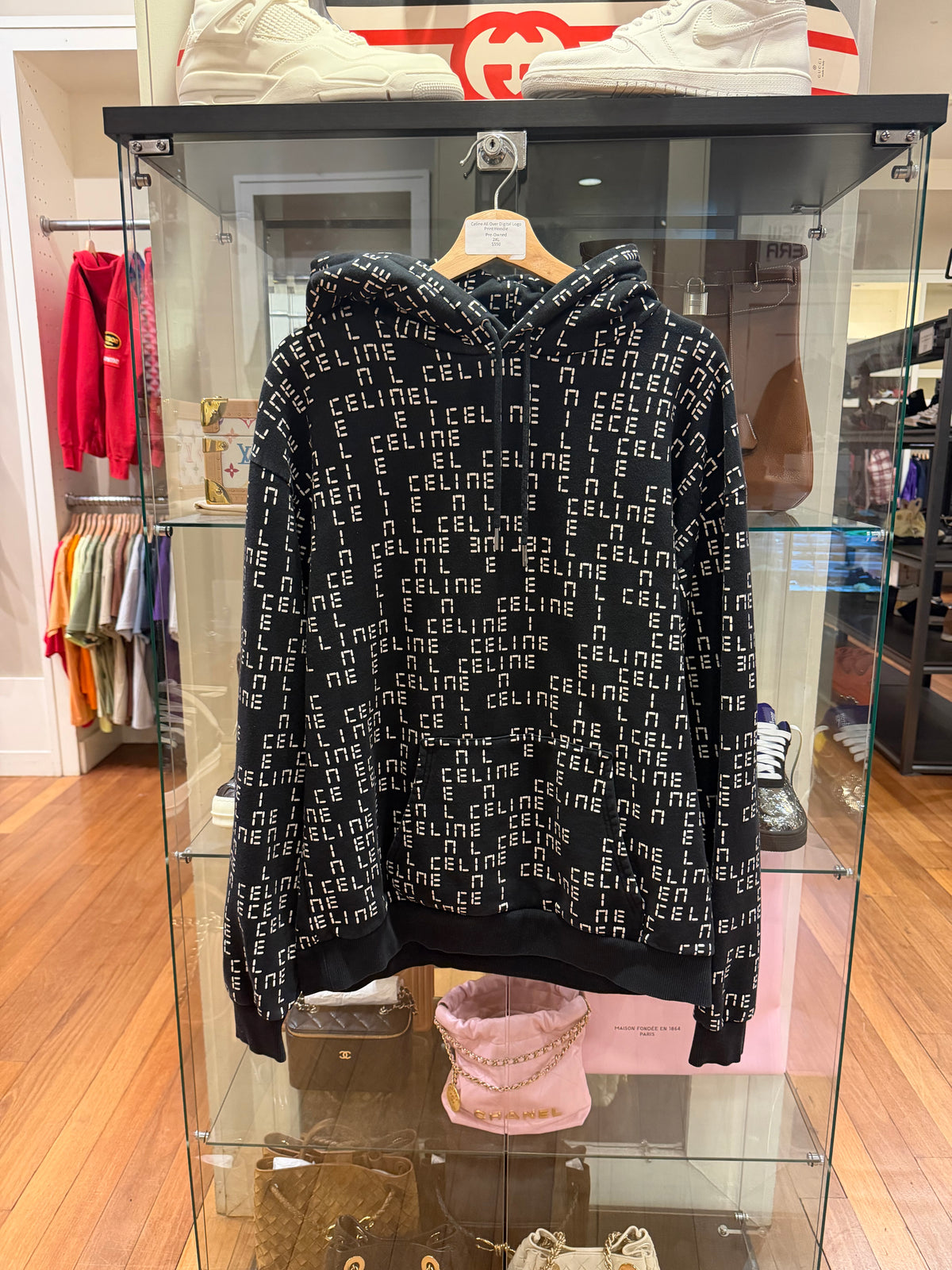 Celine All Over Digital Logo Print Hoodie