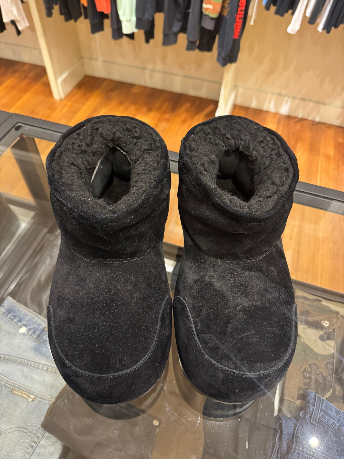 Balenciaga Alaskan Fur Suede Mega Boot - Black