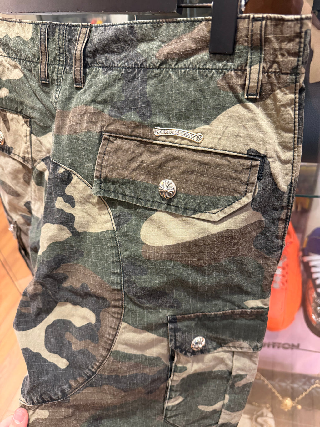Chrome Hearts ‘Devil Dog’ Camo Cargo Fatigue Pants W/ Cross Patch
