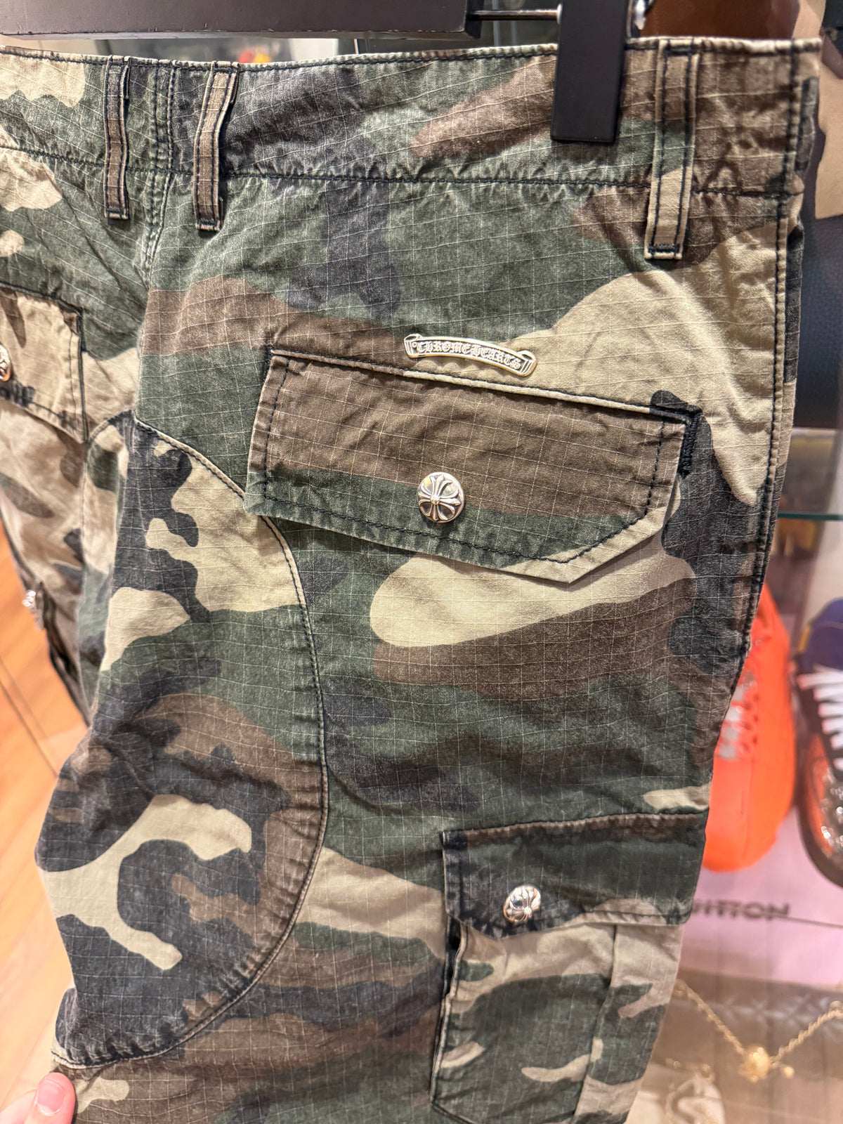 Chrome Hearts ‘Devil Dog’ Camo Cargo Fatigue Pants W/ Cross Patch