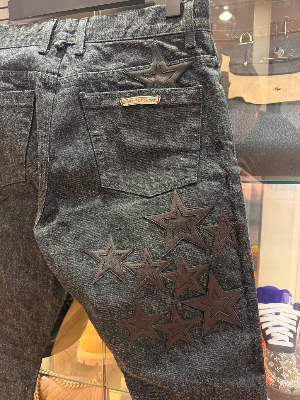 Chrome Hearts Fleur Knee Star Patch ‘Second Chances’ Indigo Denim