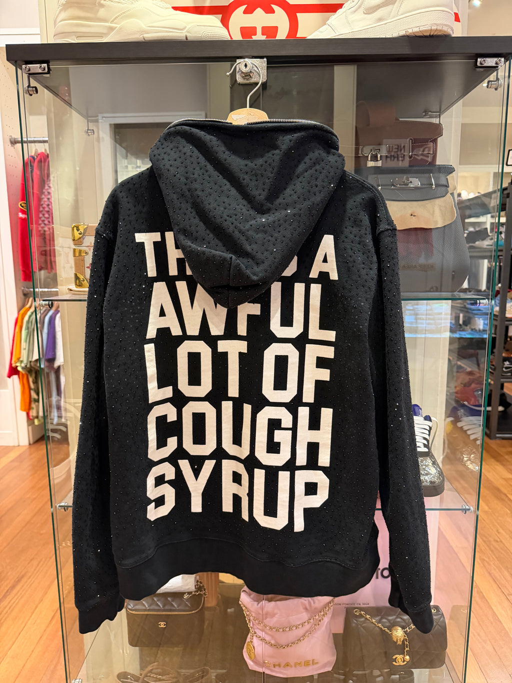 That's A Awful Lot of Cough Syrup Rhinestone Full Zip
Hoodie - Black