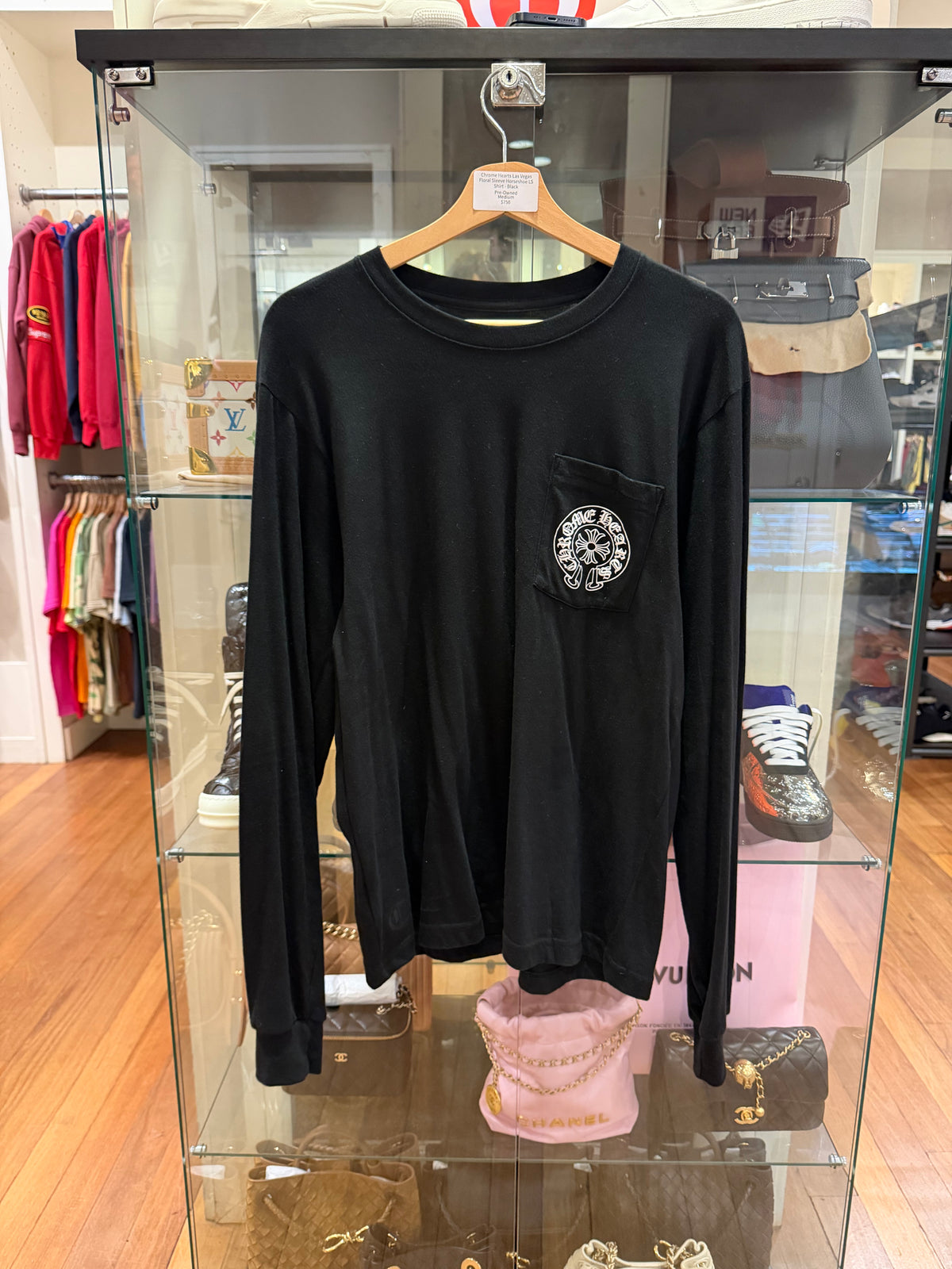 Chrome Hearts Las Vegas Floral Sleeve Horseshoe LS Shirt - Black