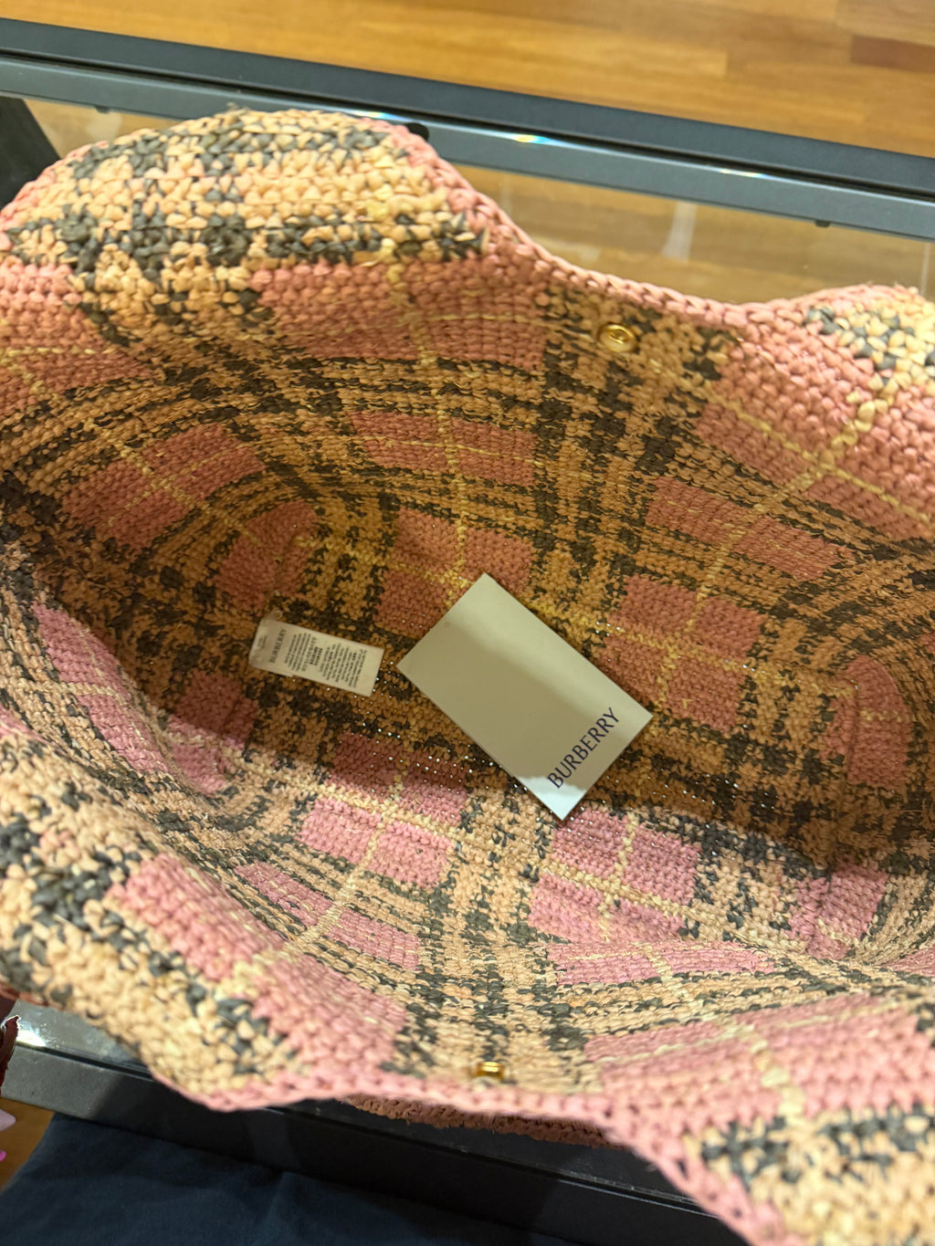 Burberry Extra Large Margate Raffia Check Tote