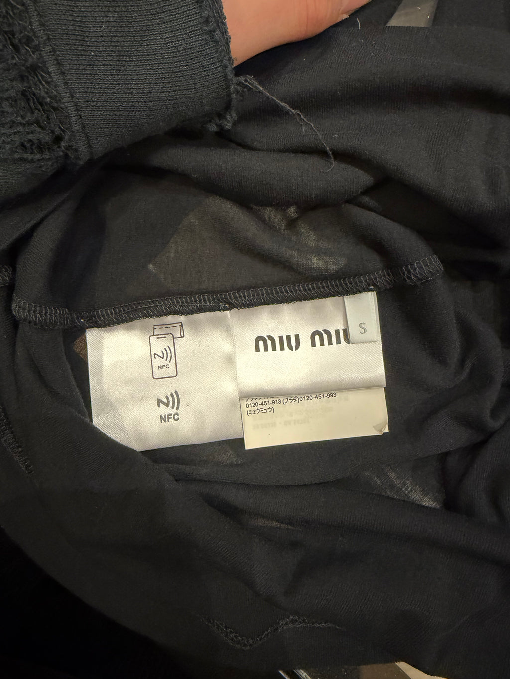 Miu Miu Logo Patch Long Sleeved T-Shirt