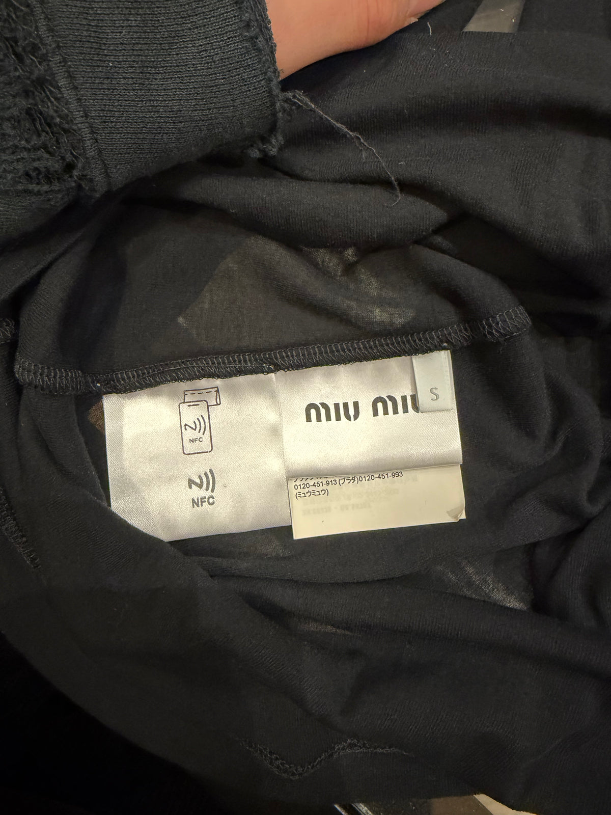 Miu Miu Logo Patch Long Sleeved T-Shirt