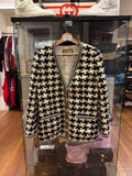 Gucci Knit Houndstooth Chenille Jacket - Black/White