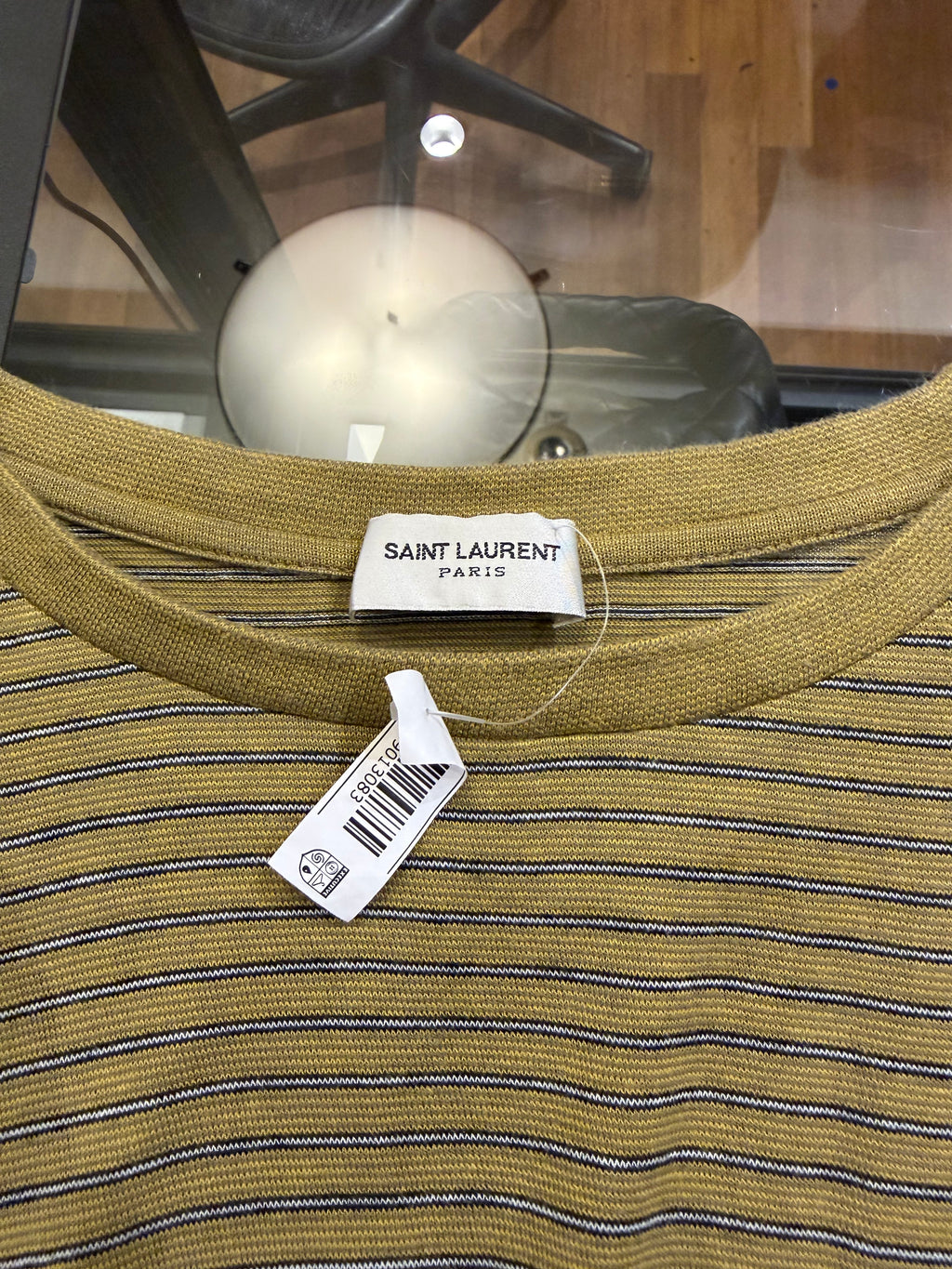 Saint Laurent Striped Star
Logo Tee - Khaki Olive