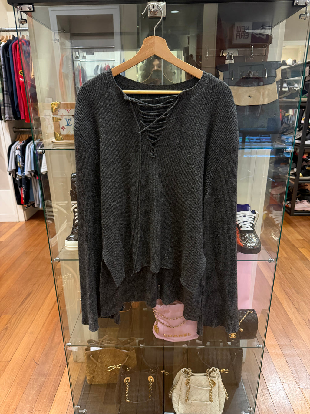 Ann Demeulemeester Fanja Lace Up Ribbed Sweater