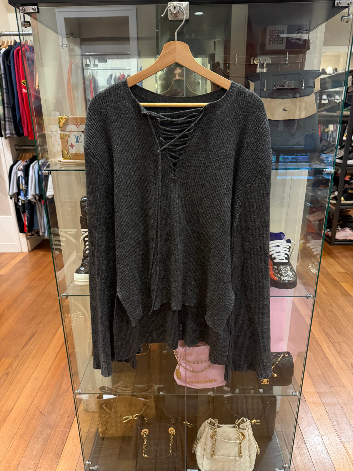 Ann Demeulemeester Fanja Lace Up Ribbed Sweater