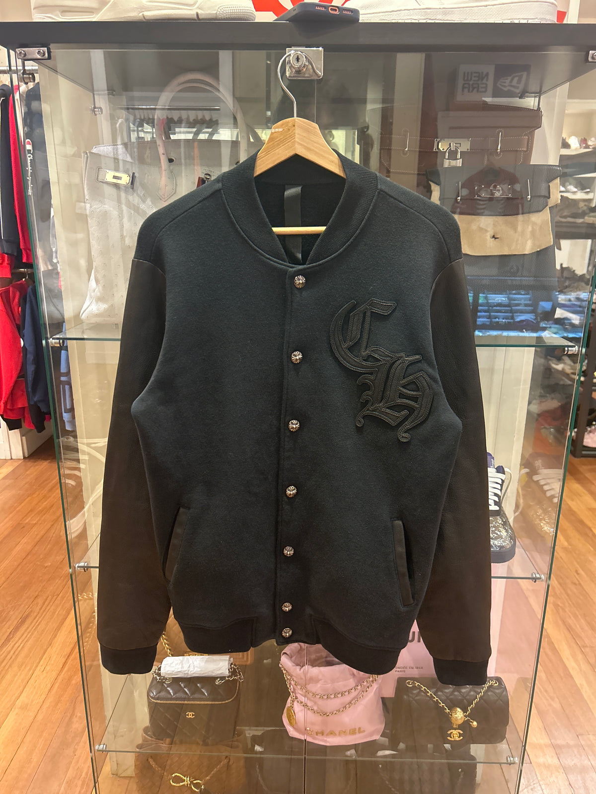 Chrome Hearts CH Logo Letterman Leather Jacket