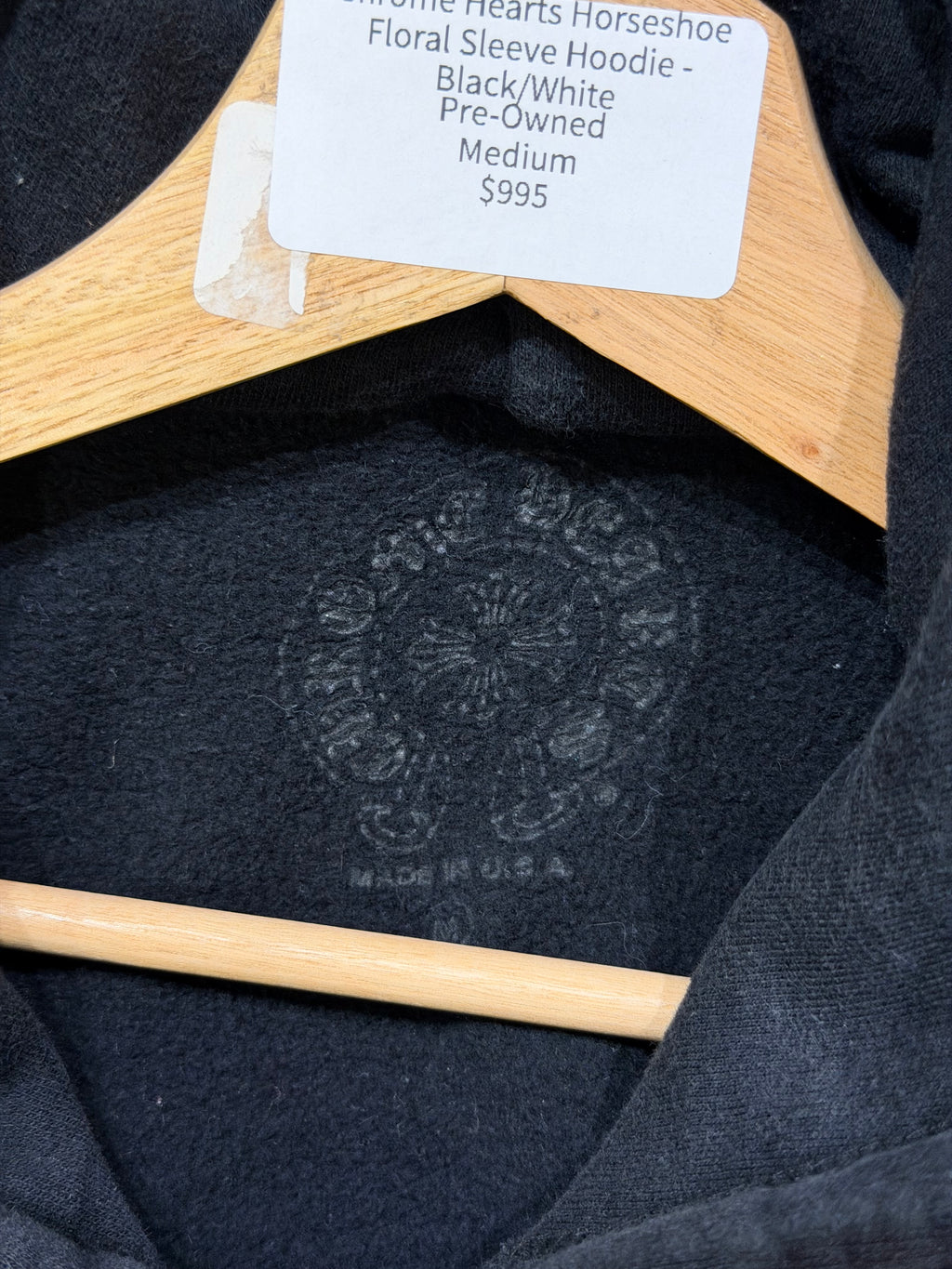Chrome Hearts Horseshoe Floral Sleeve Hoodie - Black/White
