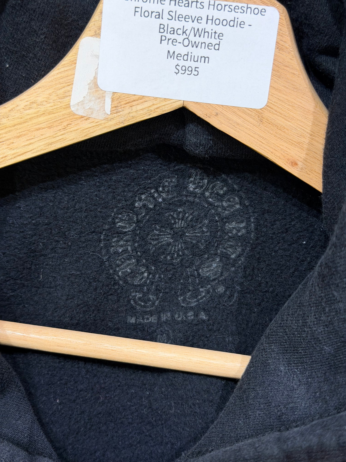 Chrome Hearts Horseshoe Floral Sleeve Hoodie - Black/White