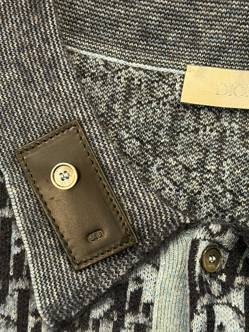 Dior x Otani Workshop Knit Oblique Polo Shirt - Blue